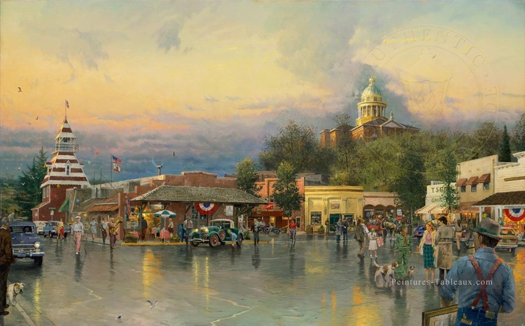Paysage urbain du palais de justice de Main Street Peintures à l'huile